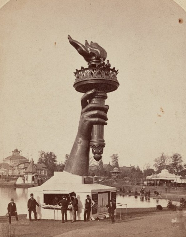 Revisit 1876 exhibit - arm of the Statue of Liberty