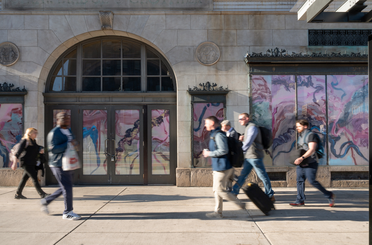 Market East Initiative mural on east Market Street