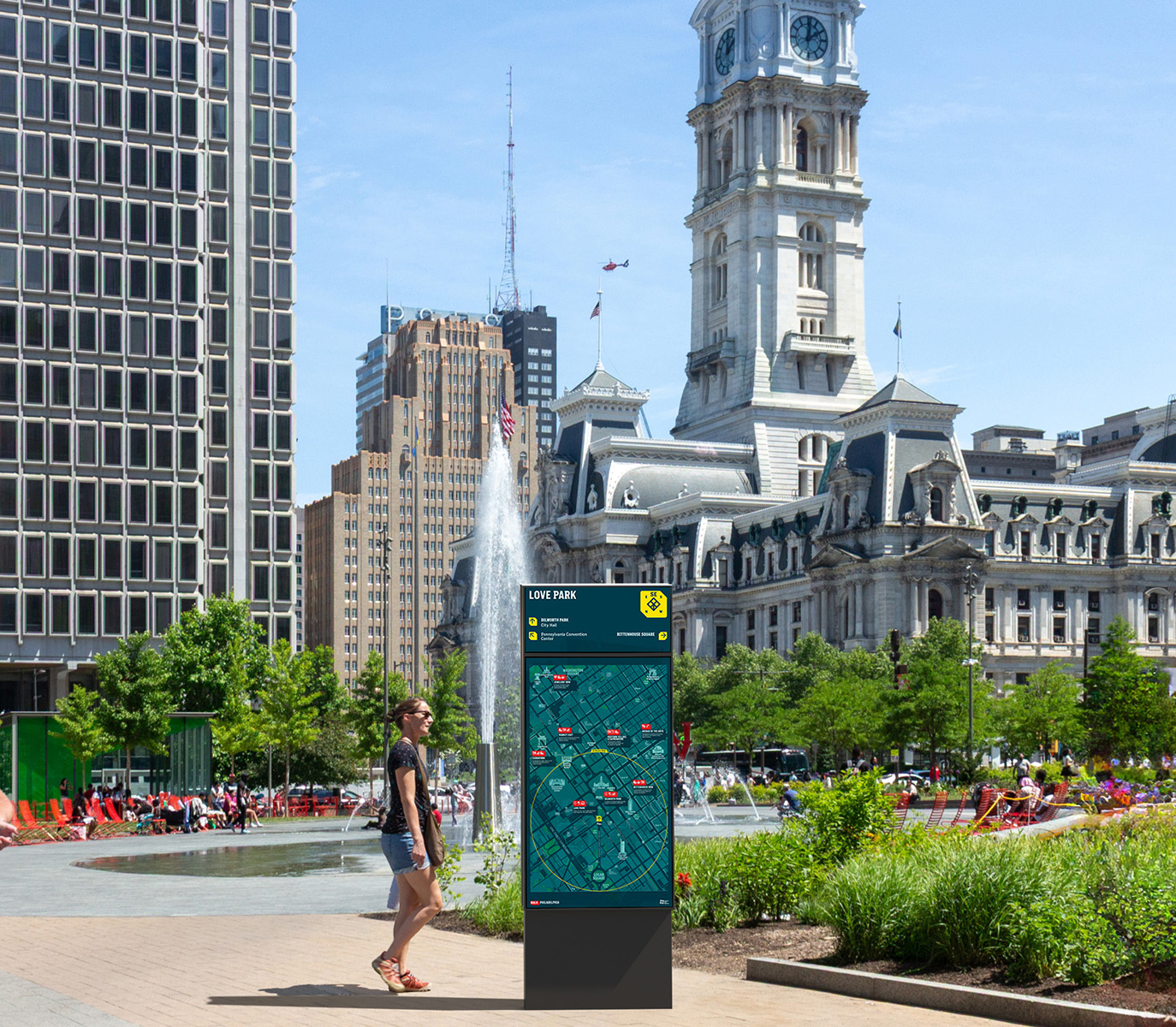 Walk Philadelphia directional signage rendering