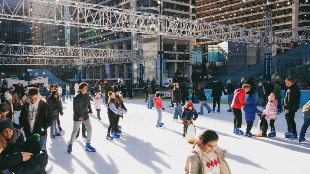 Daytime ice skaters at Dilworth Park
